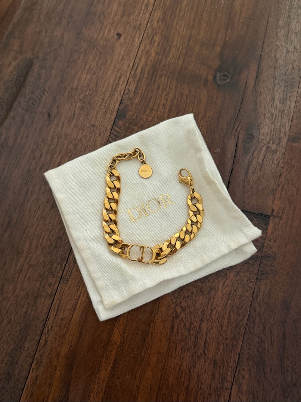Dior Gold-Tone CD Link Chain Bracelet